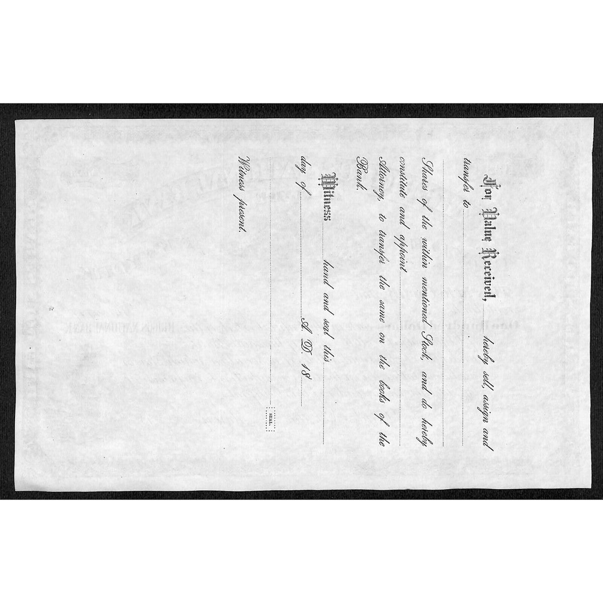 The Briggs National Bank of Clyde NY c1880* Stock Certificate Unissued #138
