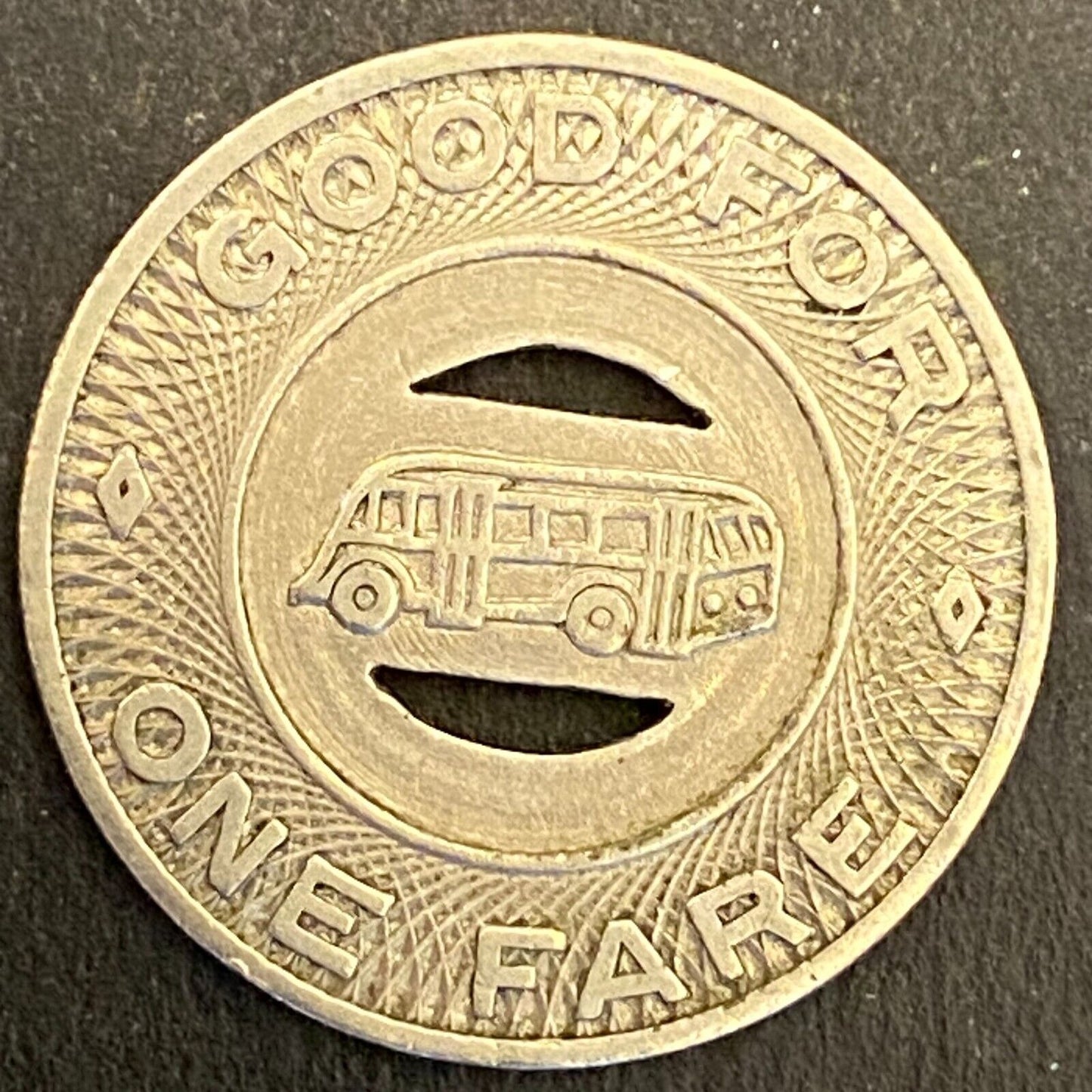 Burlington City Lines Iowa G/F One Fare Bus Transit Token c1947 23mm
