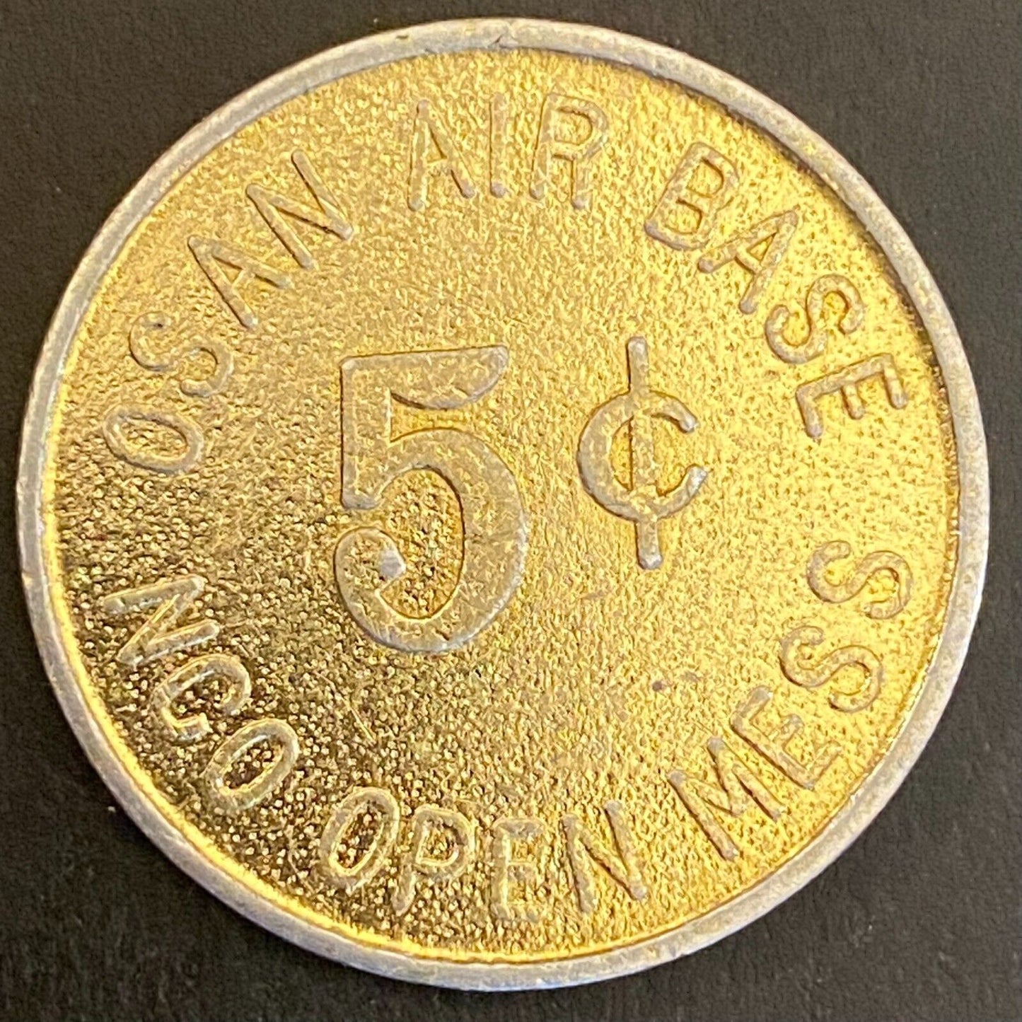 Korea Osan Air Base NCO Open Mess 5c (Gold) Alum Military Token 30mm Scarce (#3)
