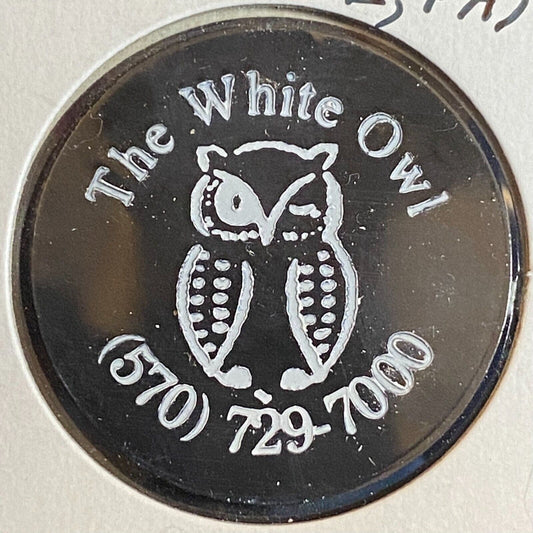 Honesdale, PA "The White Owl" Plastic c1998-2000's "Good for One Beer" Token