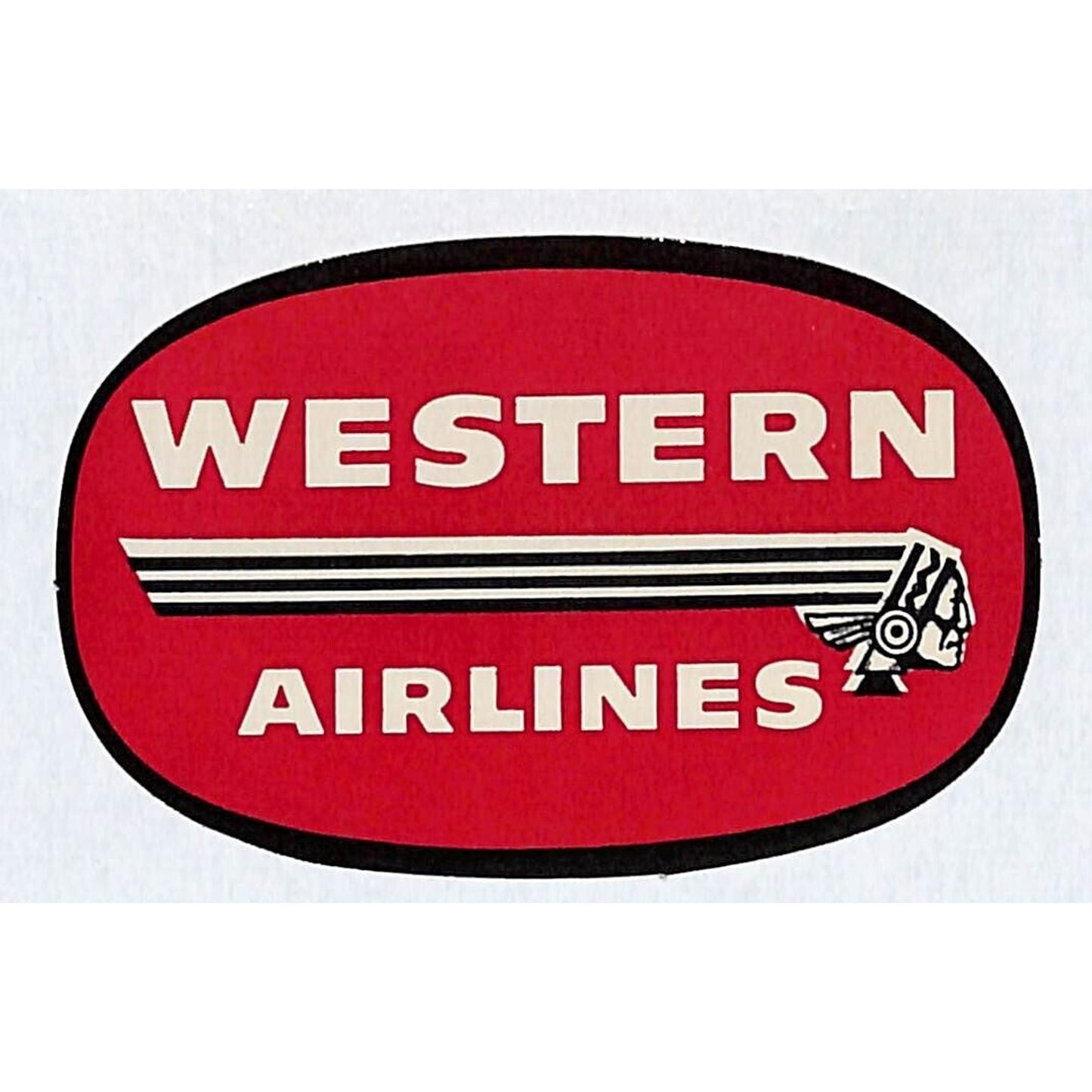 Western Airlines Label Gummed 2" x 3" c1960's VGC