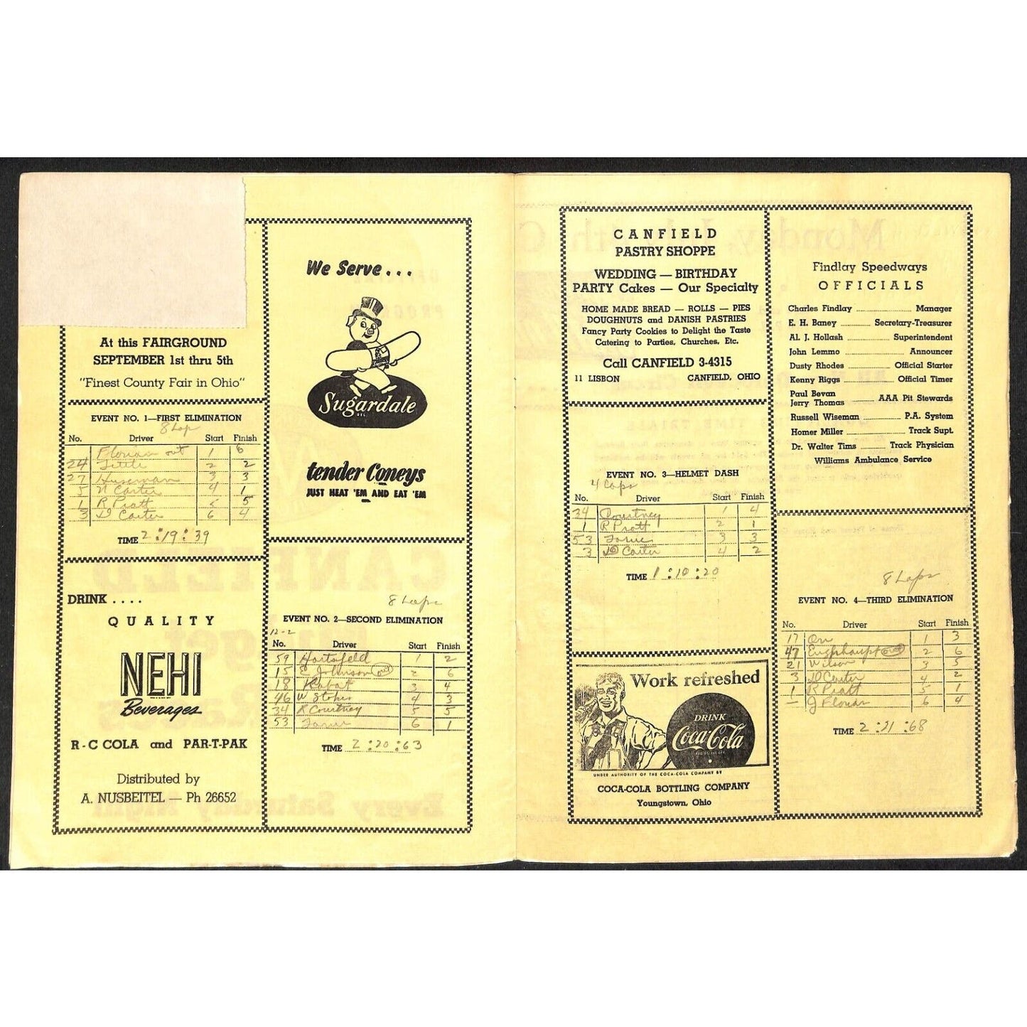 Canfield Speedway Auto Racing Program Midget Car Wes Saegesser / Ray Courtney