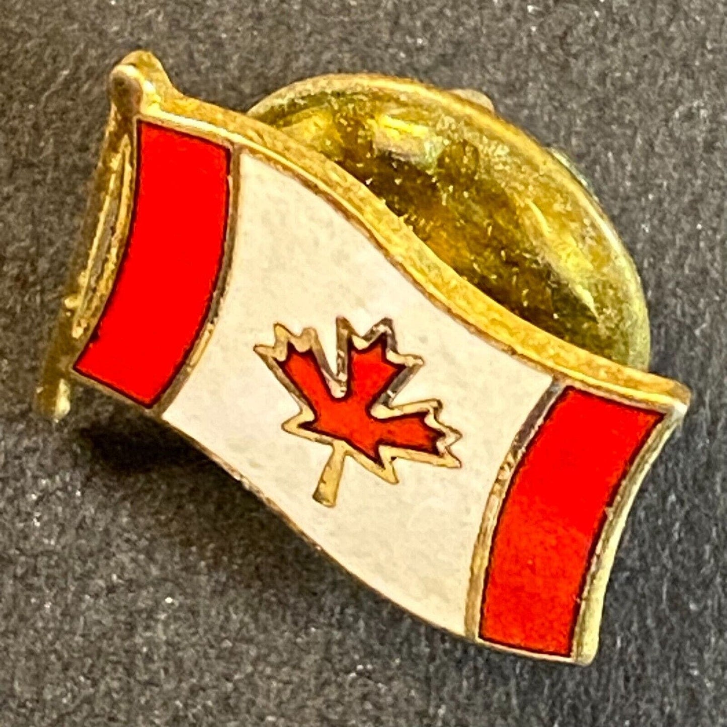 Canadian Flag Enameled Lapel Pin Red Maple Leaf Vintage Small 9mm x 14mm VGC