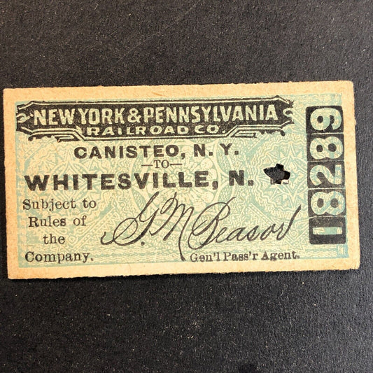New York & Pennsylvania Railroad July 27 1917 Whitesville, NY Ticket #18289