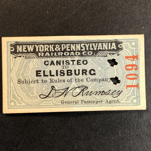 New York & Pennsylvania Railroad July 17 1917 Ellisburg Ticket #1094