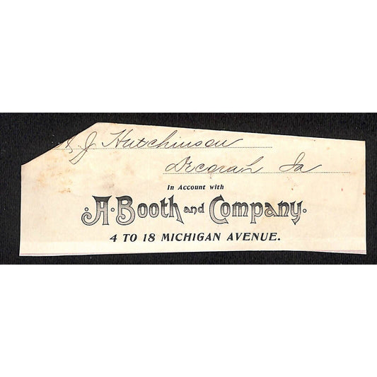 A. Booth and Co. Chicago (Oysters) Dubuque, IA Hutchinson* c1900 Statement
