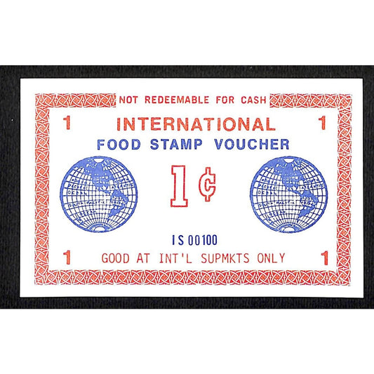 International Supermarkets NYC "Food Stamp Voucher" 1c Coupon c1972-75 VGC