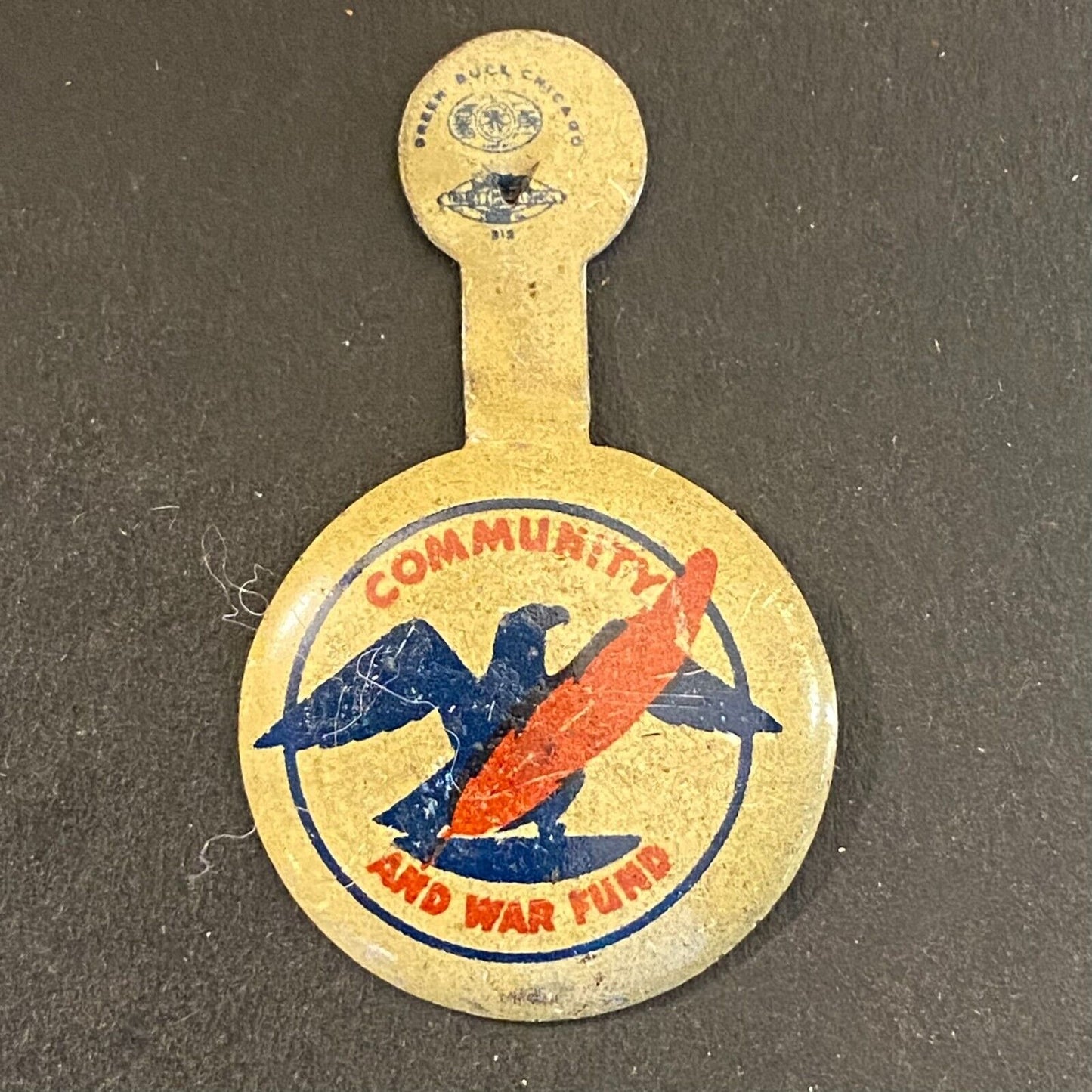 Red Cross Community and War Fund WWII Era Steel Fold Over Pin Feather (#3)