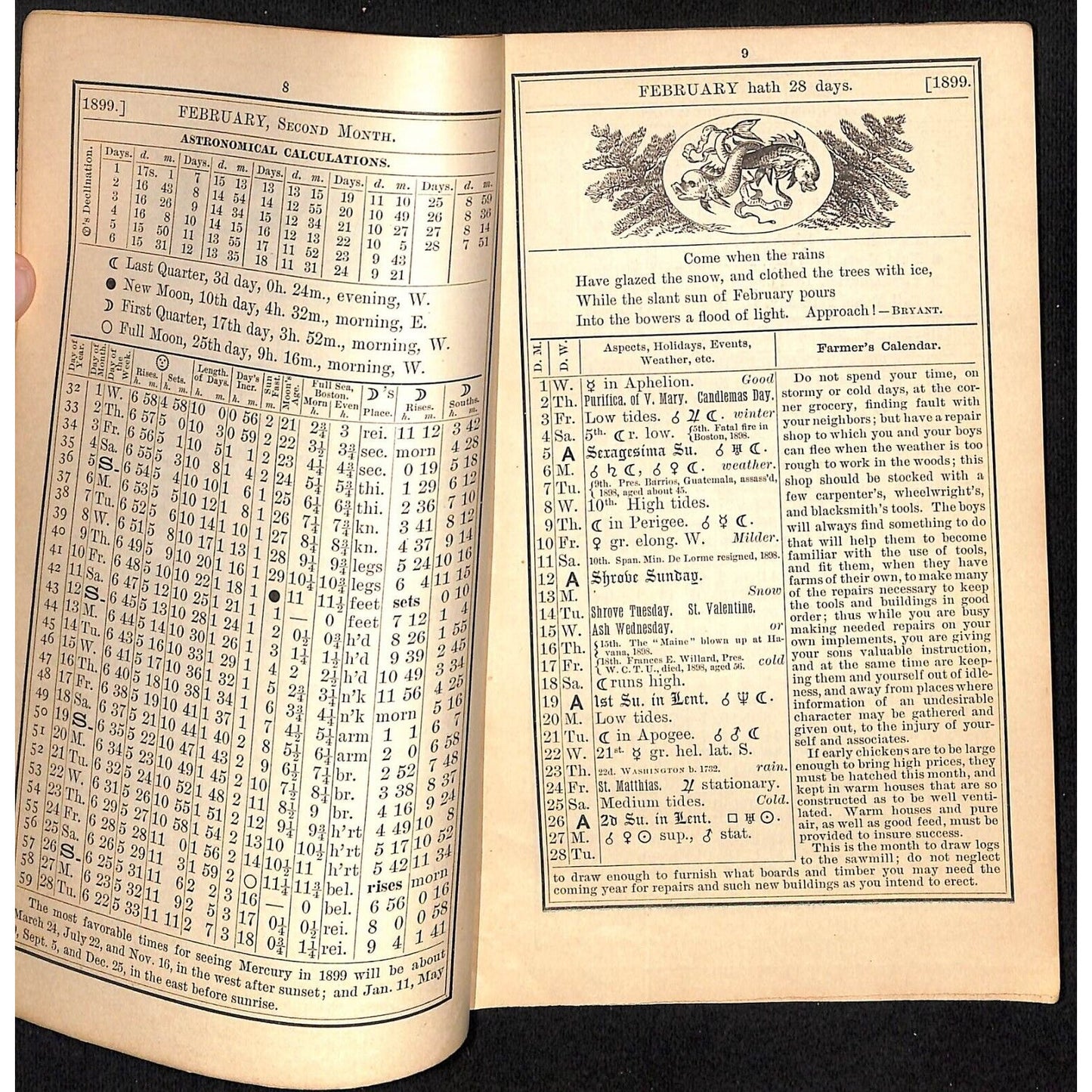 1895 Old Farmer's Almanac 48pp Geo. F. King, Boston / Cola Cola Ad