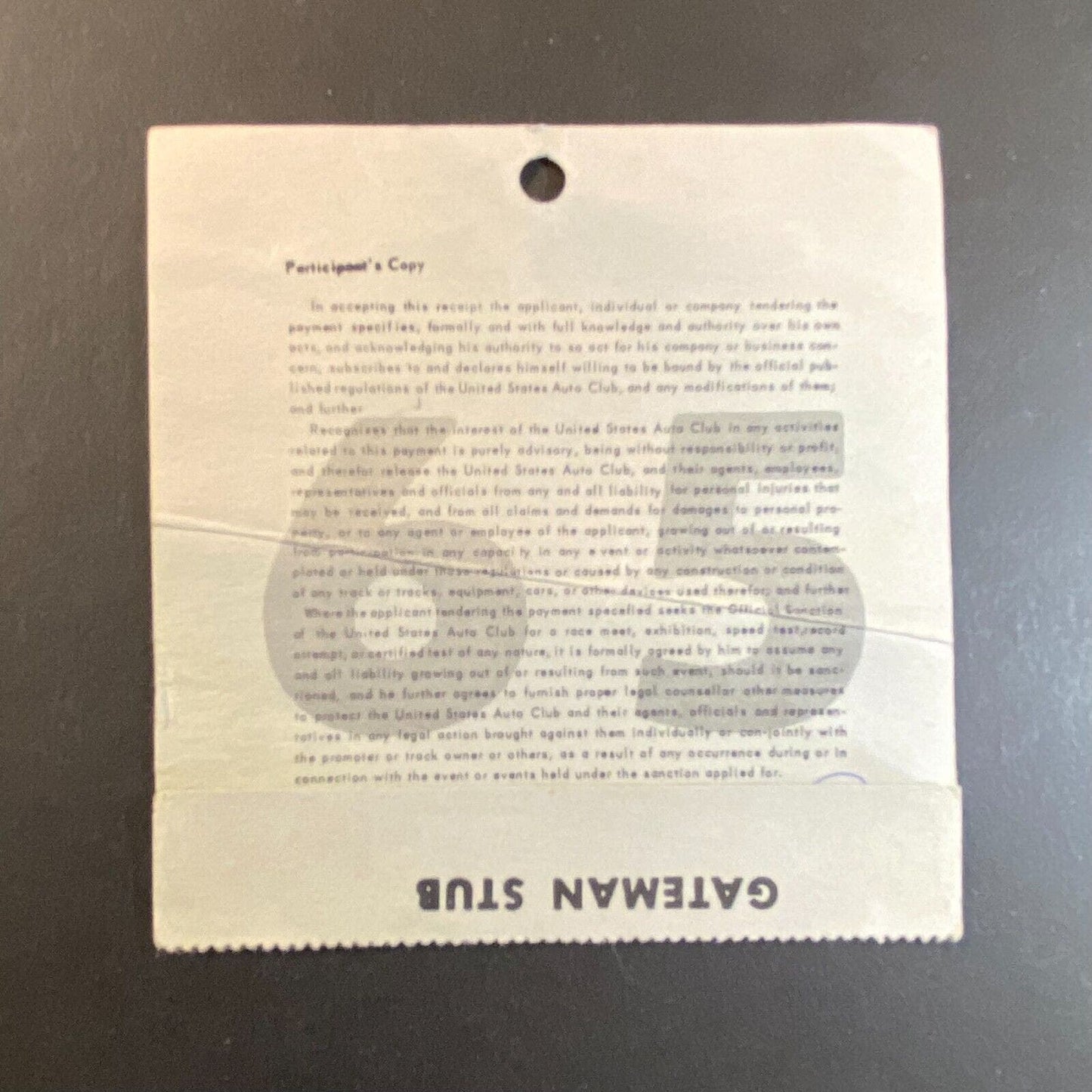 1965 Reading, PA USAC Pit Pass w/ Gateman Stub Auto Racing