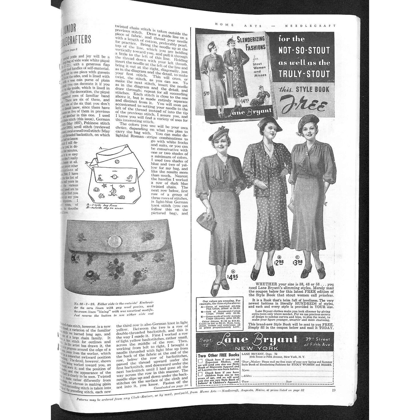 Home Arts Needlecraft Magazine March 1938 34pp Tons of Ads Good Condition