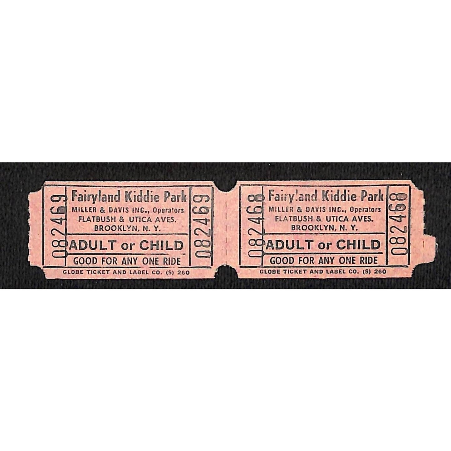 Fairyland Kiddie Park Brooklyn (1952-2002) Good For One Ride Tickets #082468-9