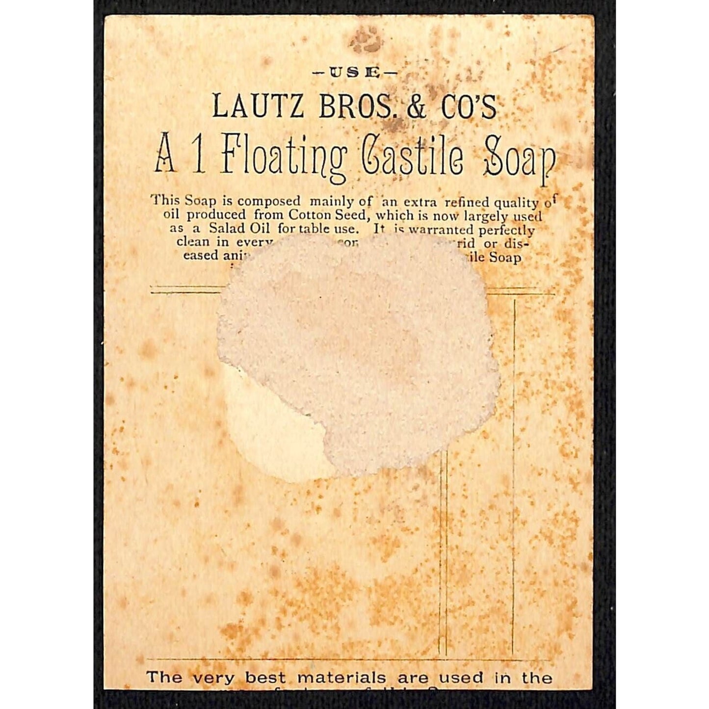 Lautz Bros Floating Soap Victorian Trade Card Girl w/ Basket and Birds in Winter