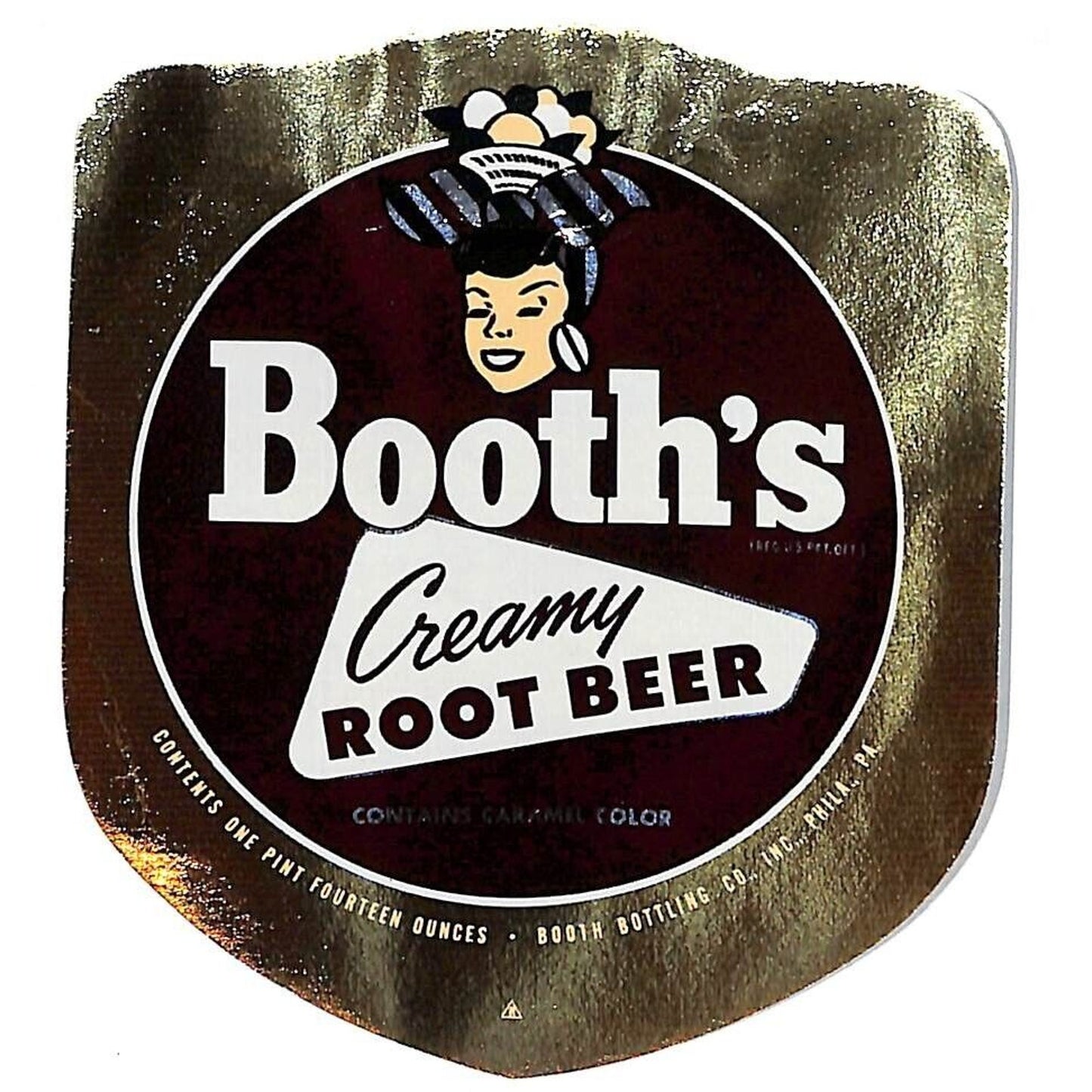 Booth's Root Beer Booth Bottling Philadelphia Foil Bottle Label c1940s-50s
