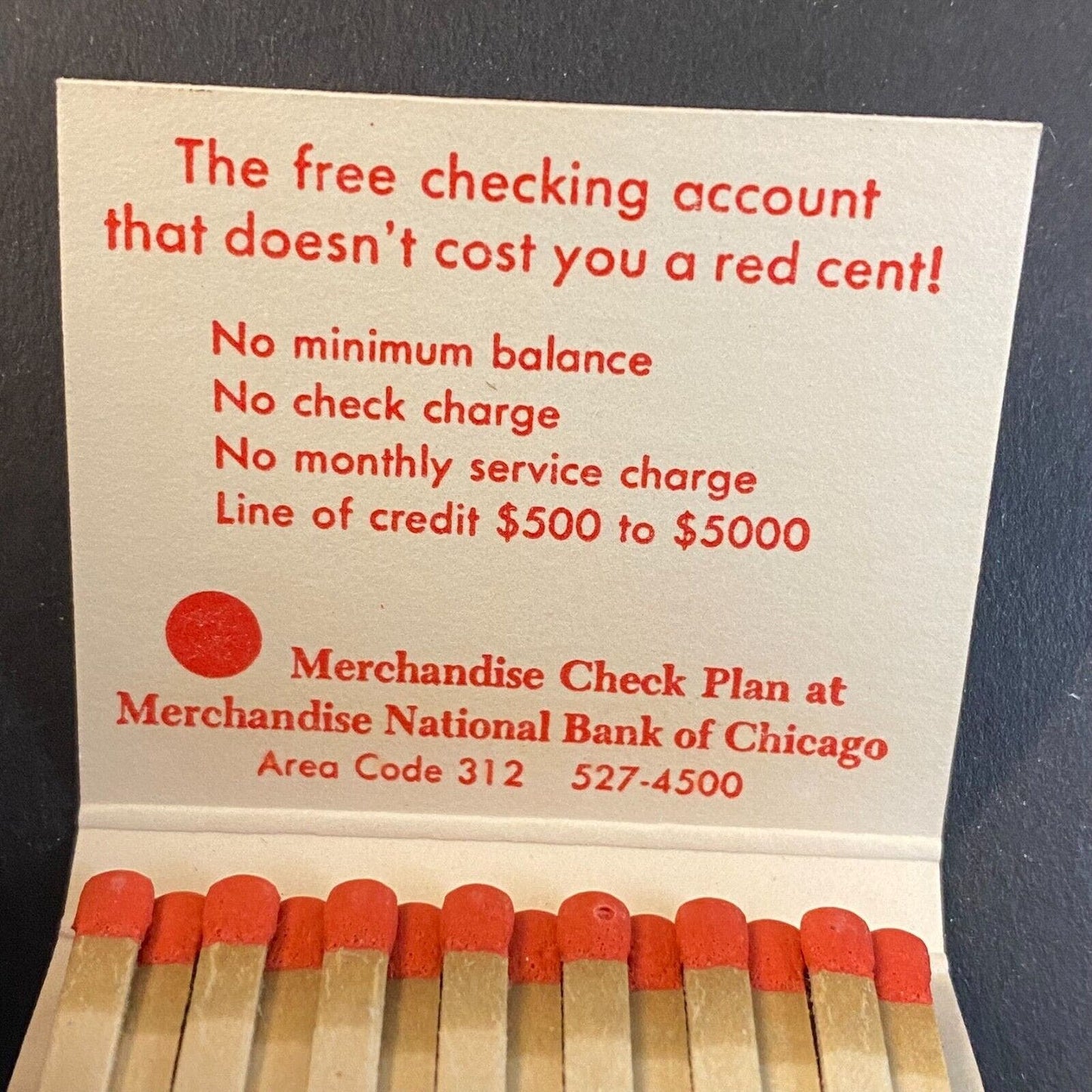 Merchandise National Bank of Chicago c1965-73 Full Matchbook VGC