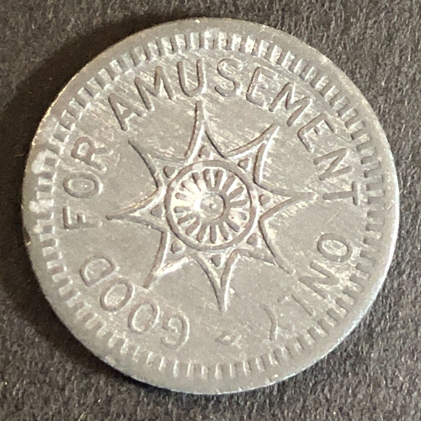 Vintage "Good for Amusement Only" Game Token w/ 8-Point Star 21mm