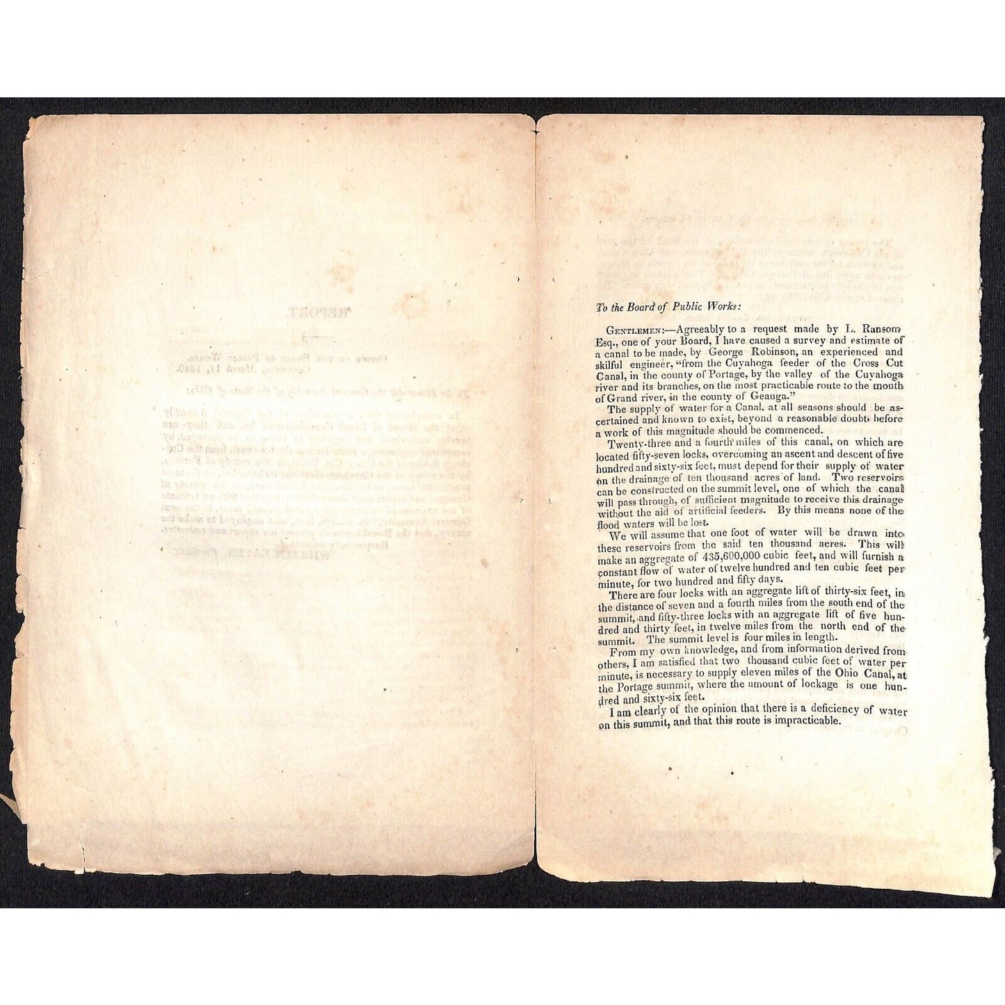 1840 Pages from Special Report: Cuyahoga and Grand River Canal Route