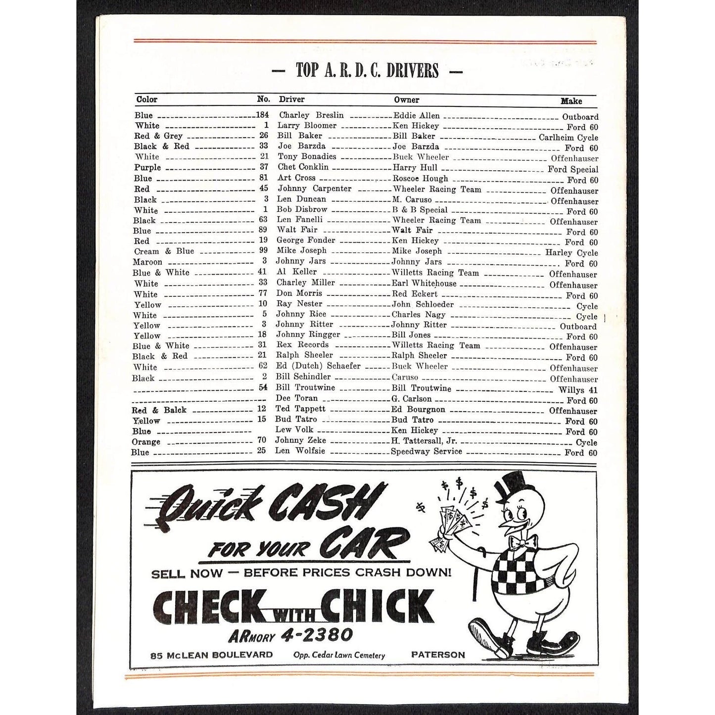 Hinchliffe Stadium Midget Auto Races 5/23 1947 Program "Dutch" Schaeffer 4pp VGC