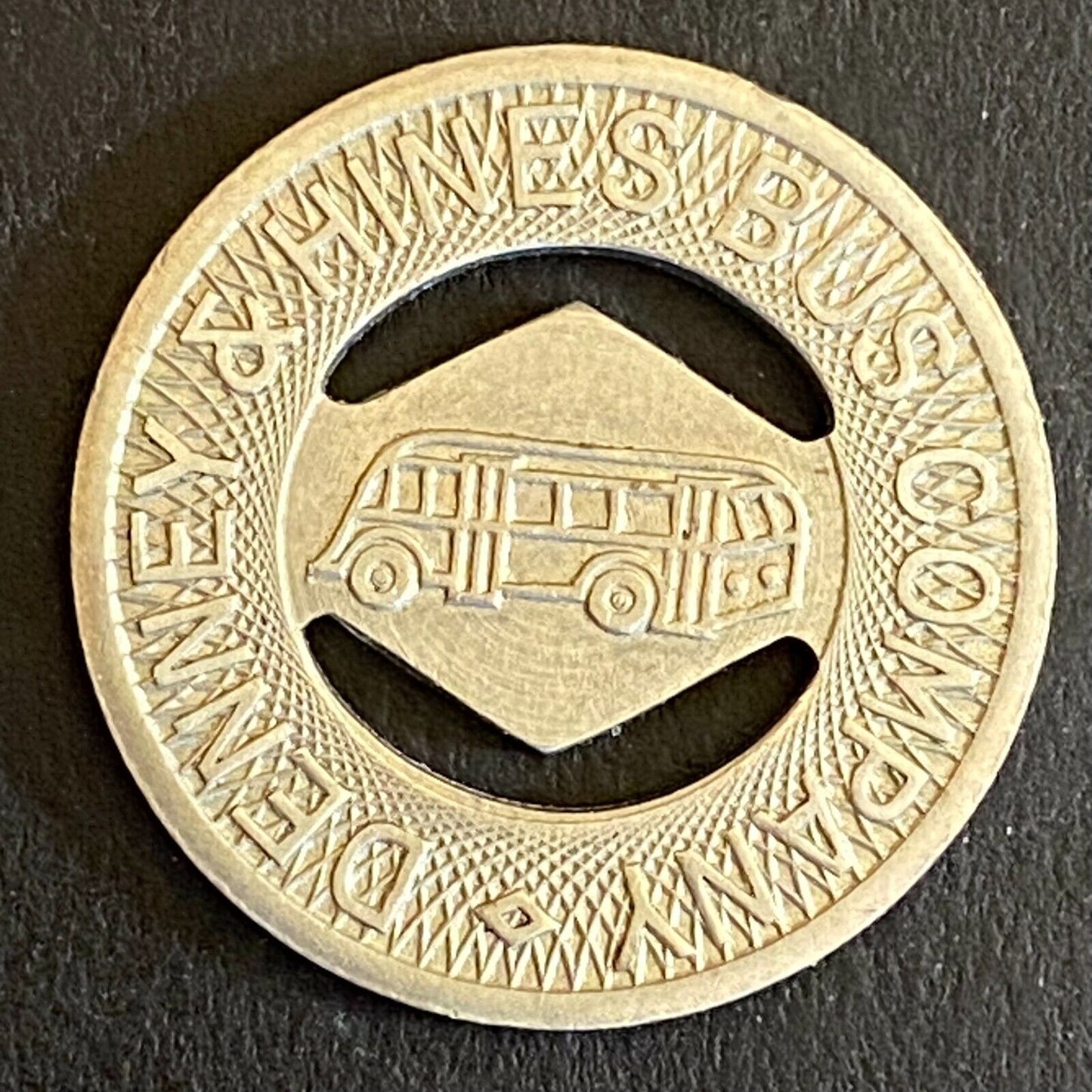 Denney & Hines Bus Company G/F One Fare Bus Transit Token 21mm