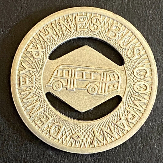 Denney & Hines Bus Company G/F One Fare Bus Transit Token 21mm