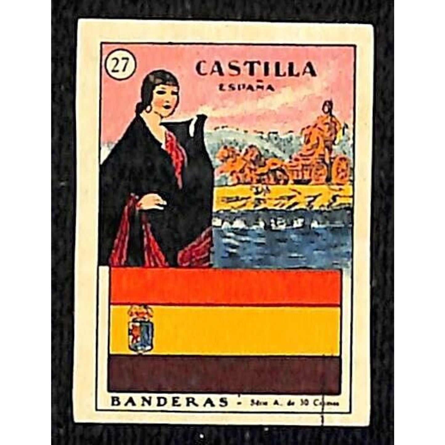 Castile / Spain Country Banderas / Flag Matchbox Label Series Vintage #27