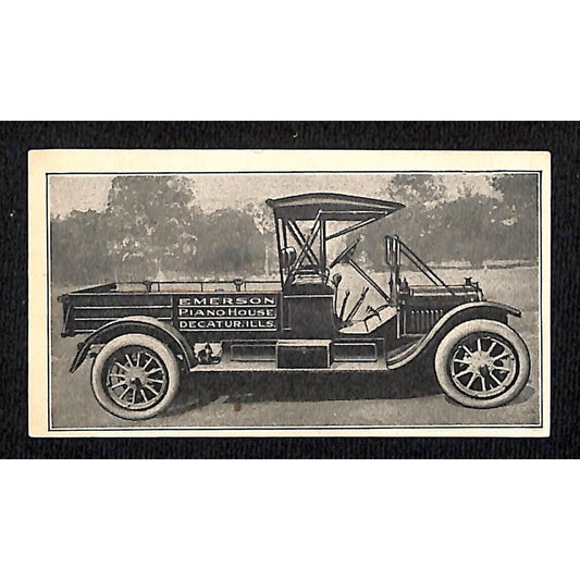 Emerson Piano House Decatur Fred H. Wismer c1916-20's Business Card Pickup Truck