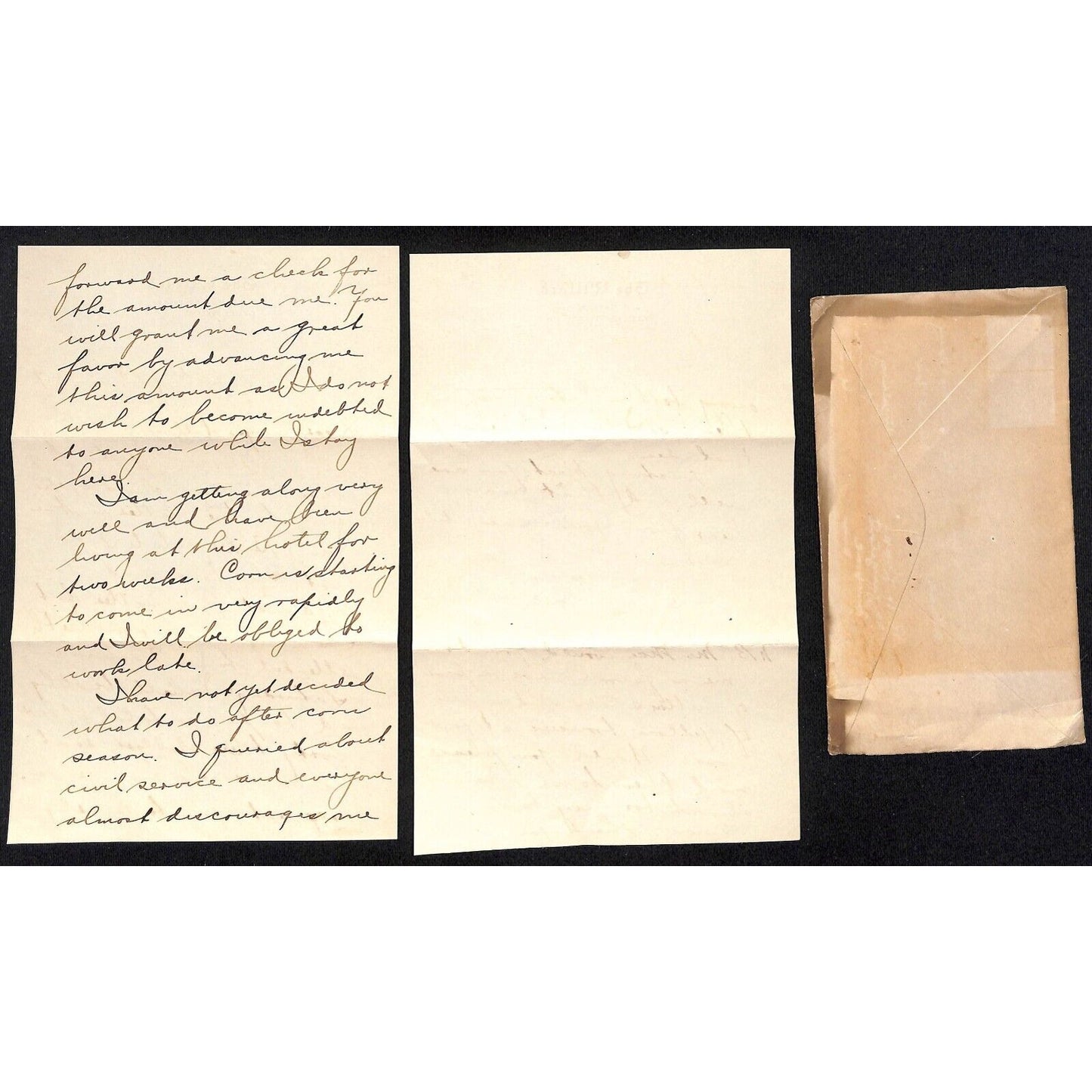 1919 The Willard Hotel Littletown, PA Vignette 2pp ALS + Cover re: Estate