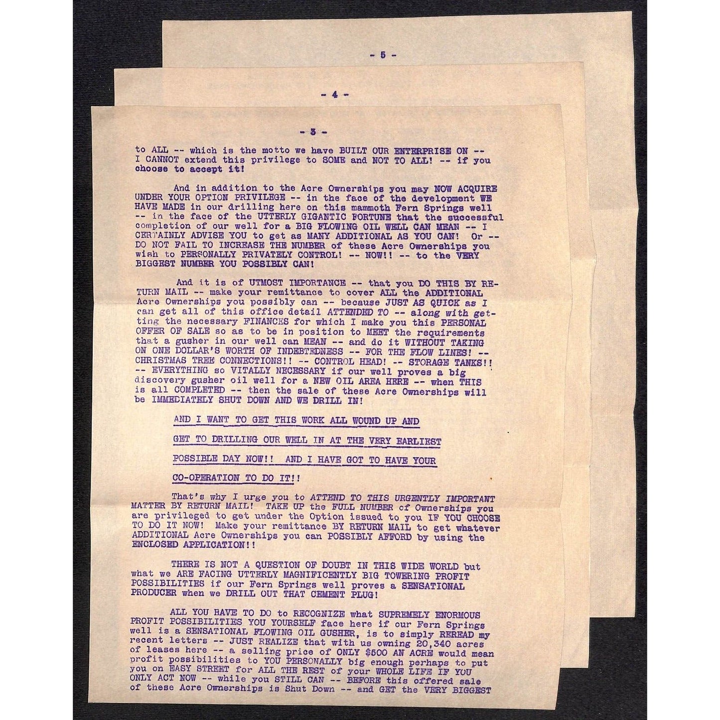 Jack R. Vale Louisville, MS 1935 Oil Investment Scheme ? Promotion Letter 5pp
