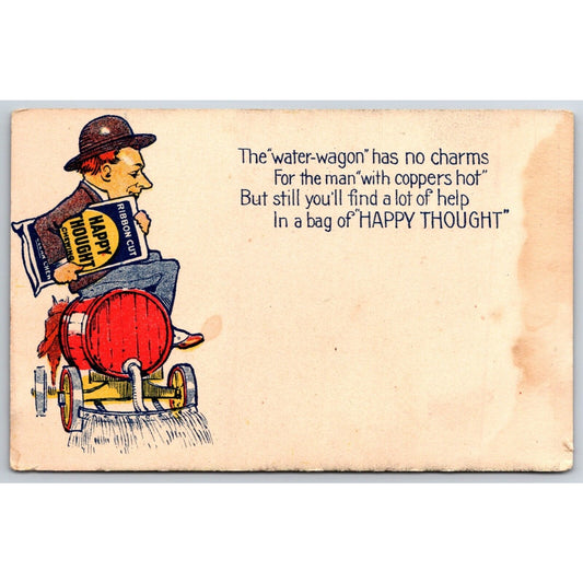 Funny Happy Thought Chewing Tobacco Postcard "Coppers Hot" "Water Wagon" c1906