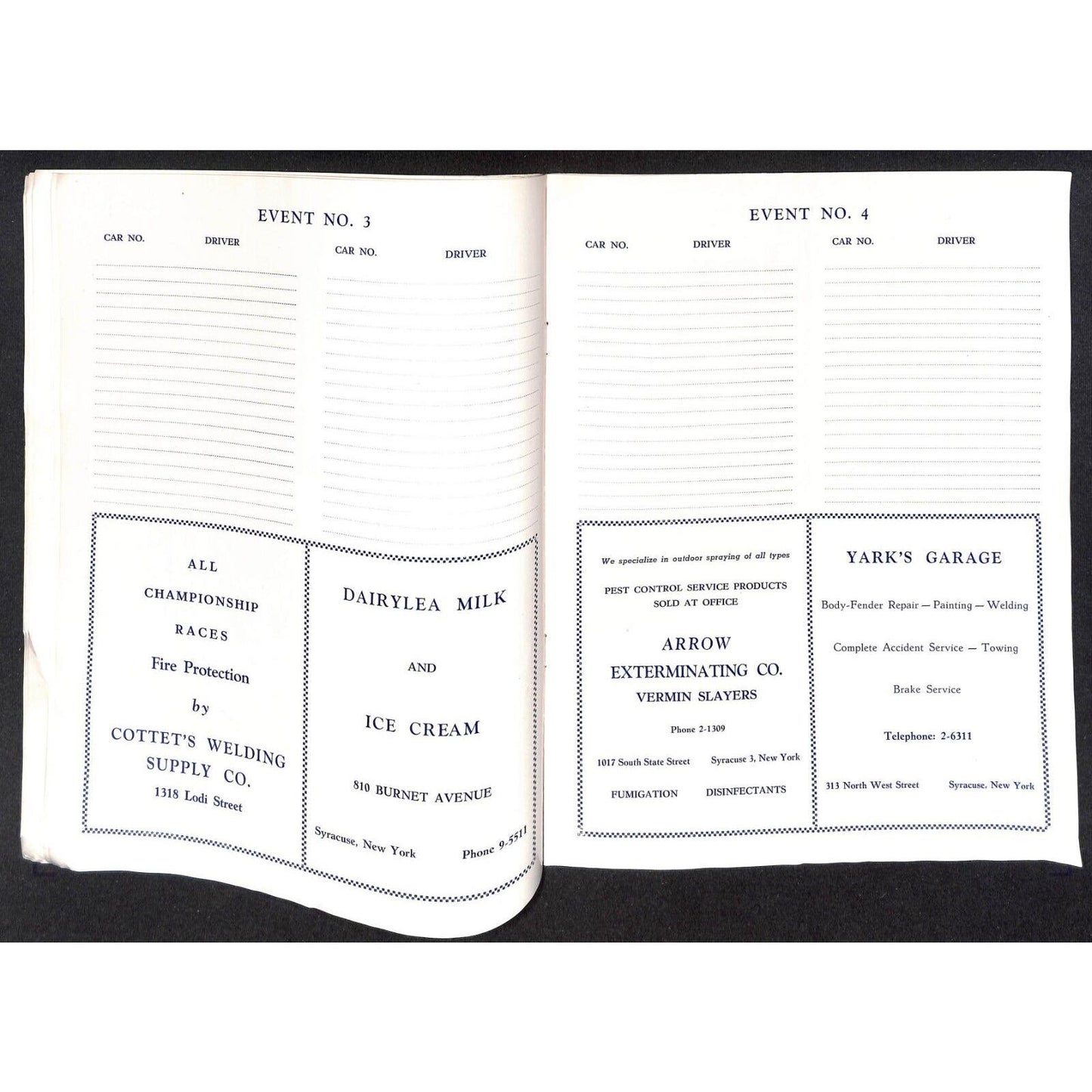 New York State Fair Auto Racing Program Stock Car Sept 1955 24pp Scarce