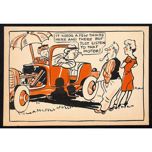 Magruder Motor Chrysler Plymouth Glasgow, MT Funny Tune-Up (#2) Lg Postcard