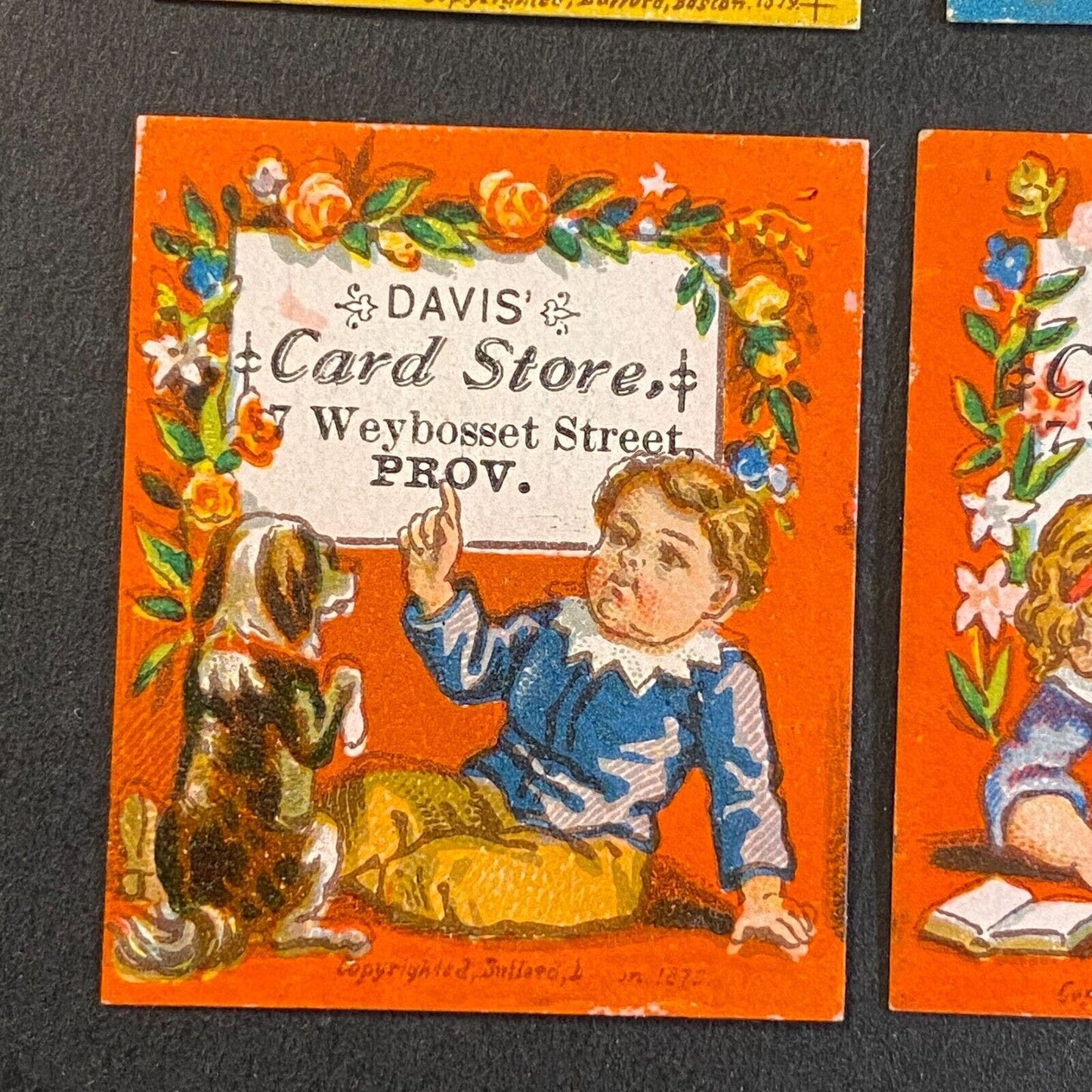 Davis Card Store Providence Group of 6 Small Victorian Trade Cards 1.25" x 1.5"