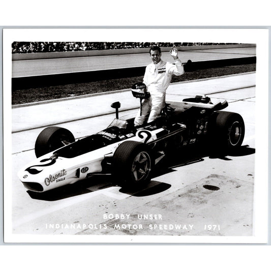Bobby Unser #2 1971 Indianapolis Motor Speedway 8" x 10" Photo IMS Stamp VGC
