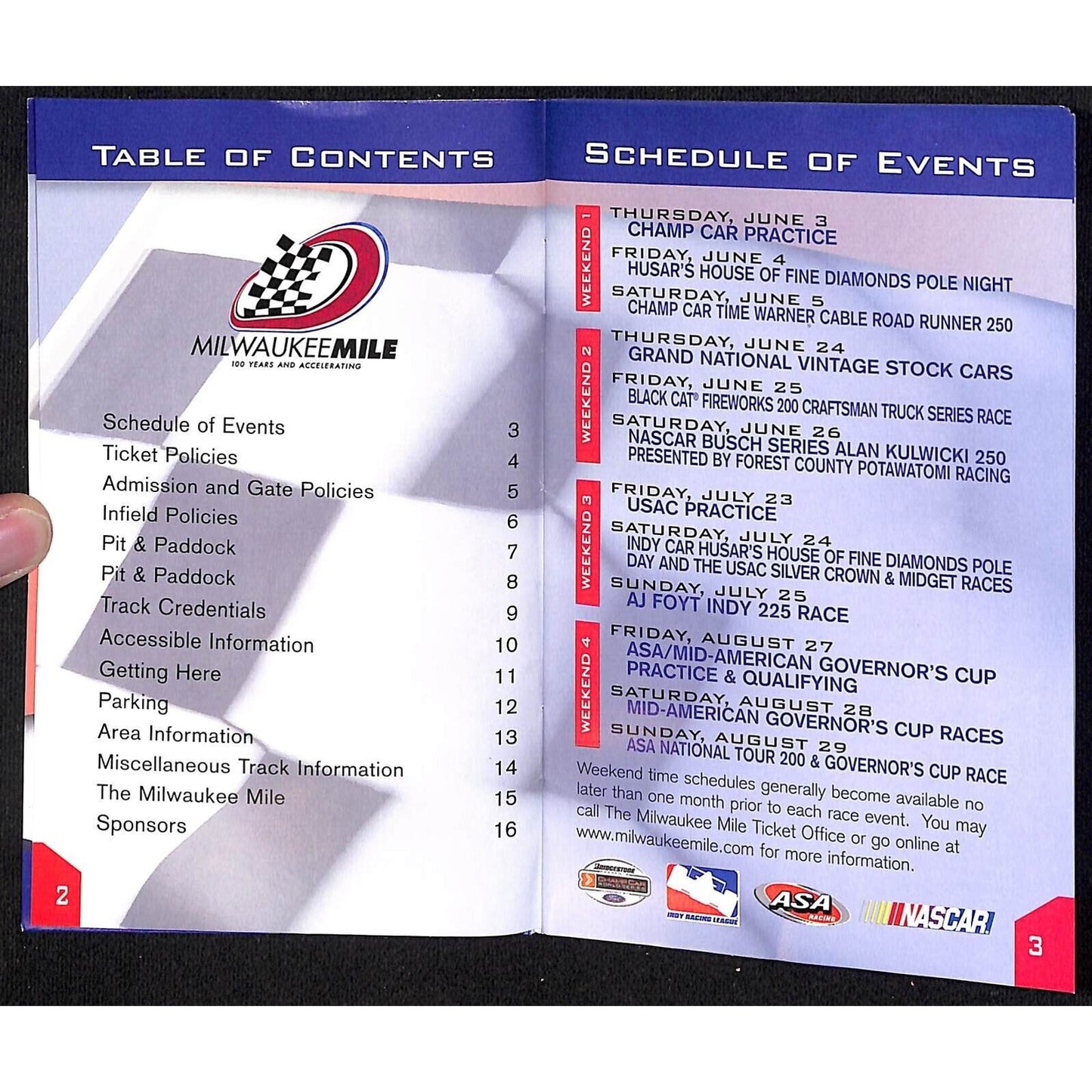 2004 Milwaukee Mile Track Information Guide 12pp VGC NOS