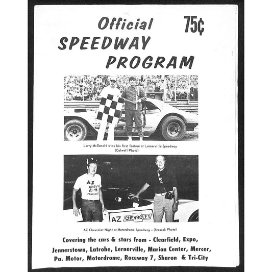 c1970's Lernerville / Motordrome / Pa. Motor etc.. Auto Racing Program 12pp*