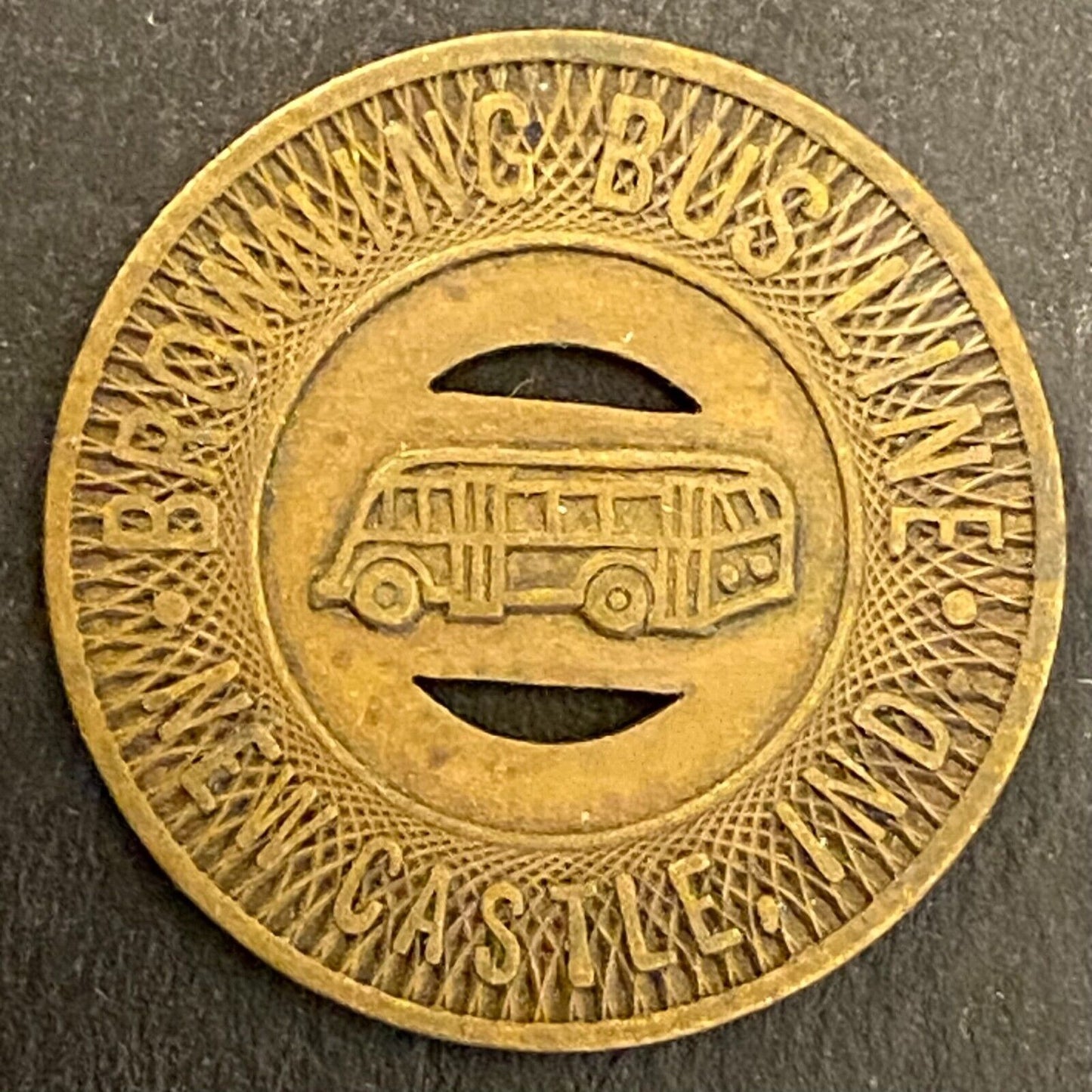 Browning Bus Line New Castle, IND G/F One Fare Transit Token 23mm (#2)