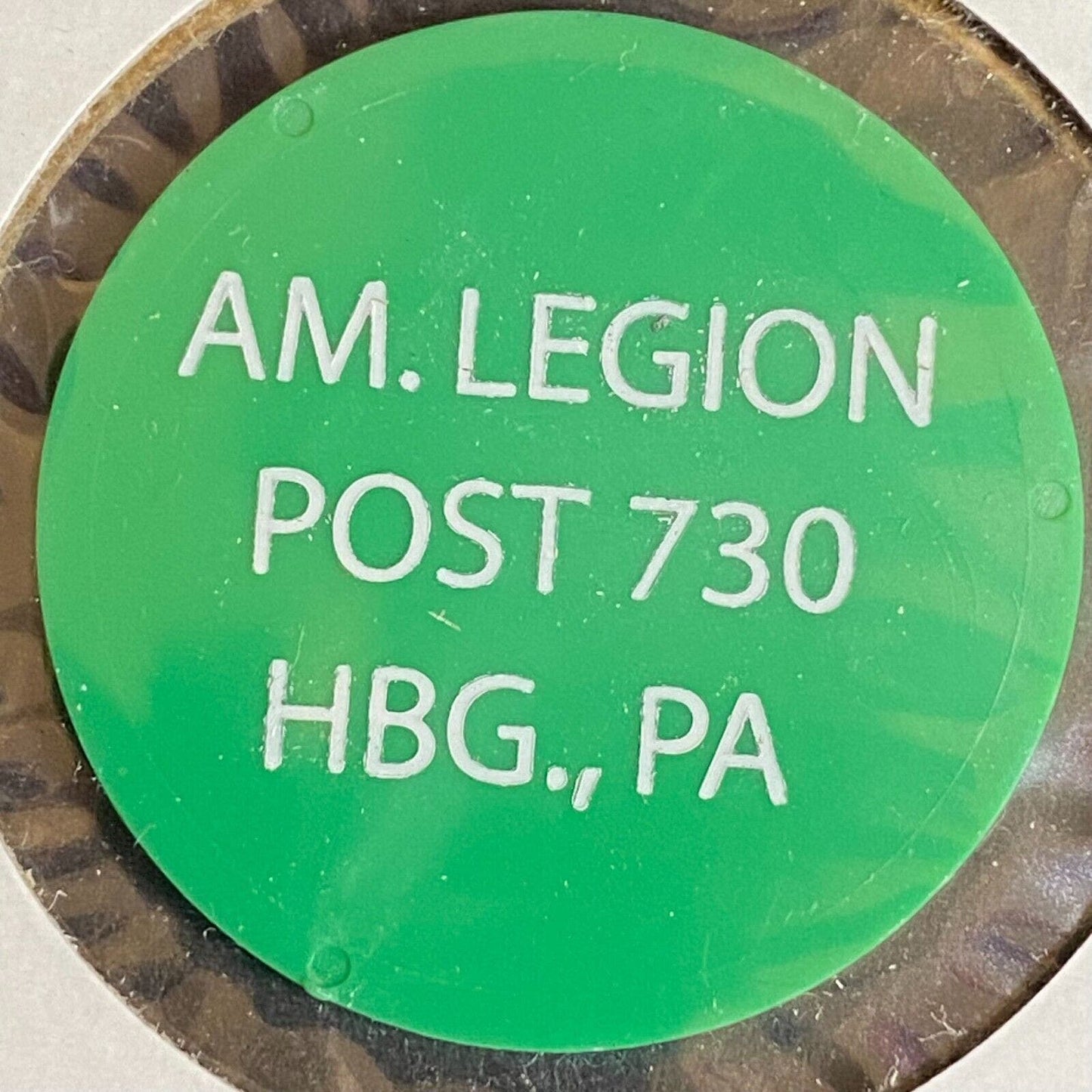 Harrisburg, PA American Legion Post 730 c1970's-80's Plastic "Bottle" Token