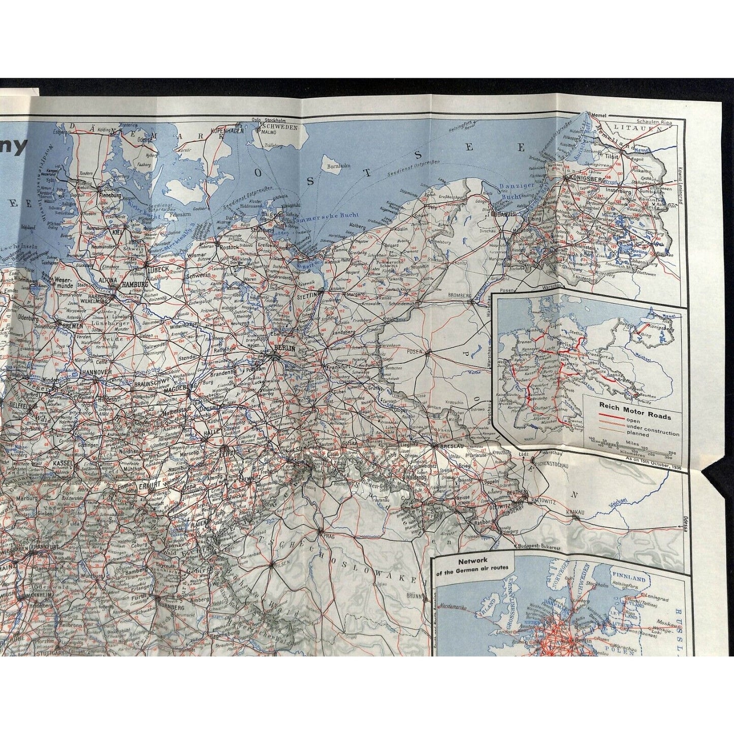 1937 "Travel in Germany" Travel Brochure 51pp w/ 16 3/4" x 19 1/2" FO Map