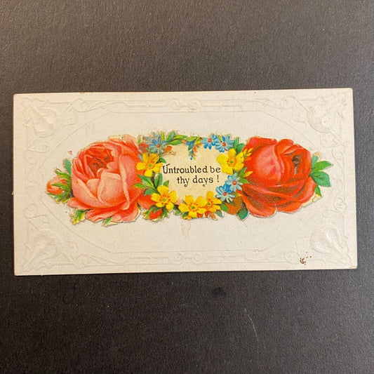 "Mandy Brant" Victorian Hidden Name Card "Untroubled Be Thy Days!" Floral