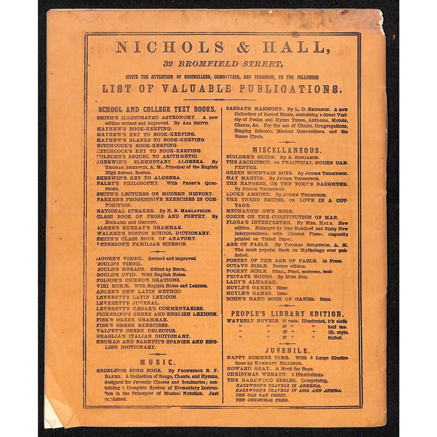 Nichols and Hall Book-Keeping Account for 1860 Wine & Cigar Merchant 24pp*