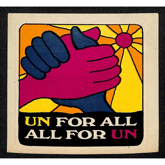 7UP "UN for All - All for UN" Uncola Vintage Groovy Sticker c1971