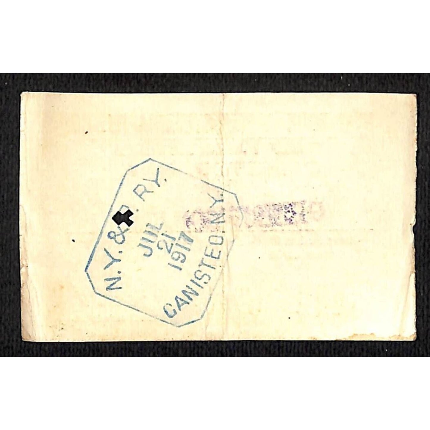 New York & Pennsylvania Railroad RY July 21 1917 Greenwood 1/2 Fare Ticket #5242