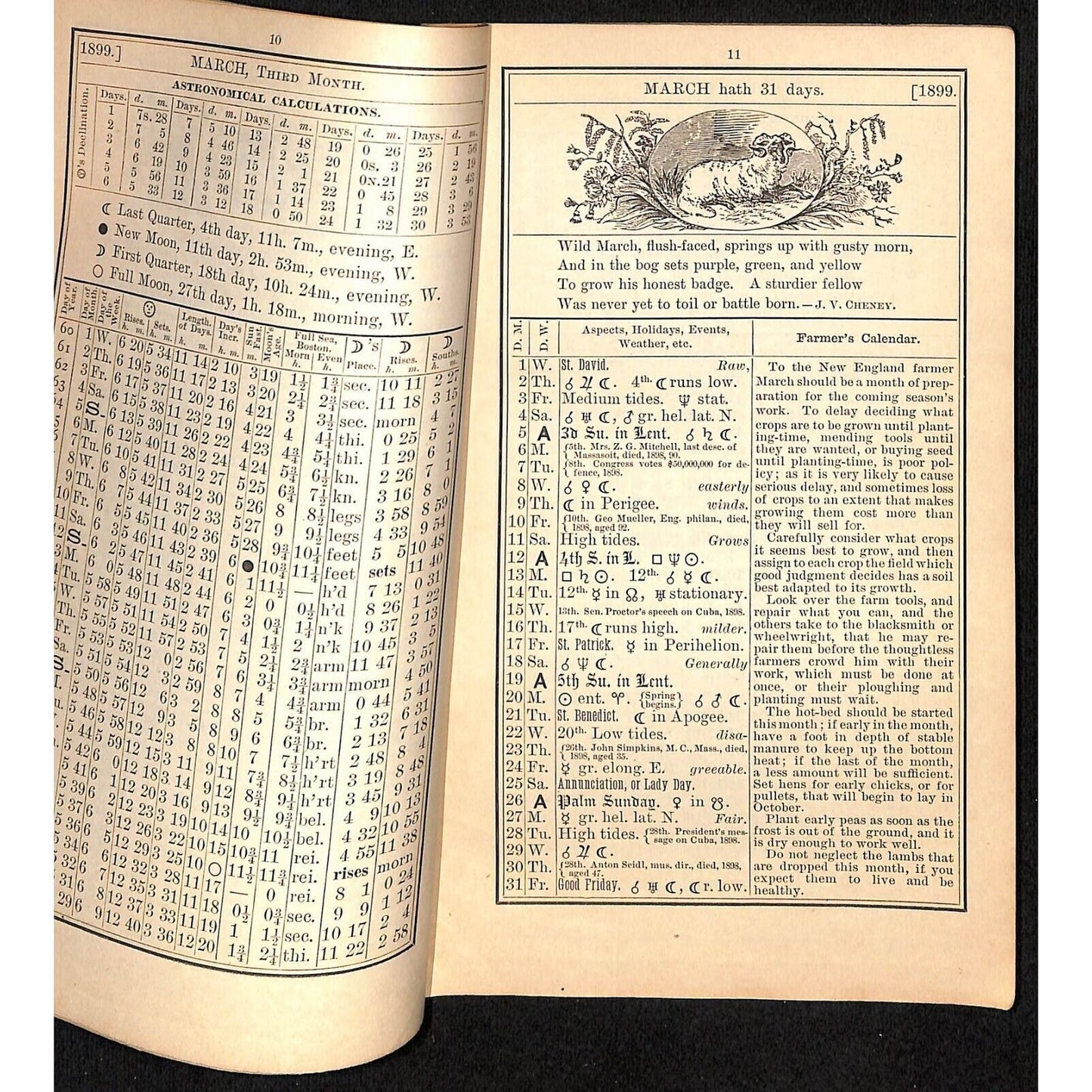 1895 Old Farmer's Almanac 48pp Geo. F. King, Boston / Cola Cola Ad