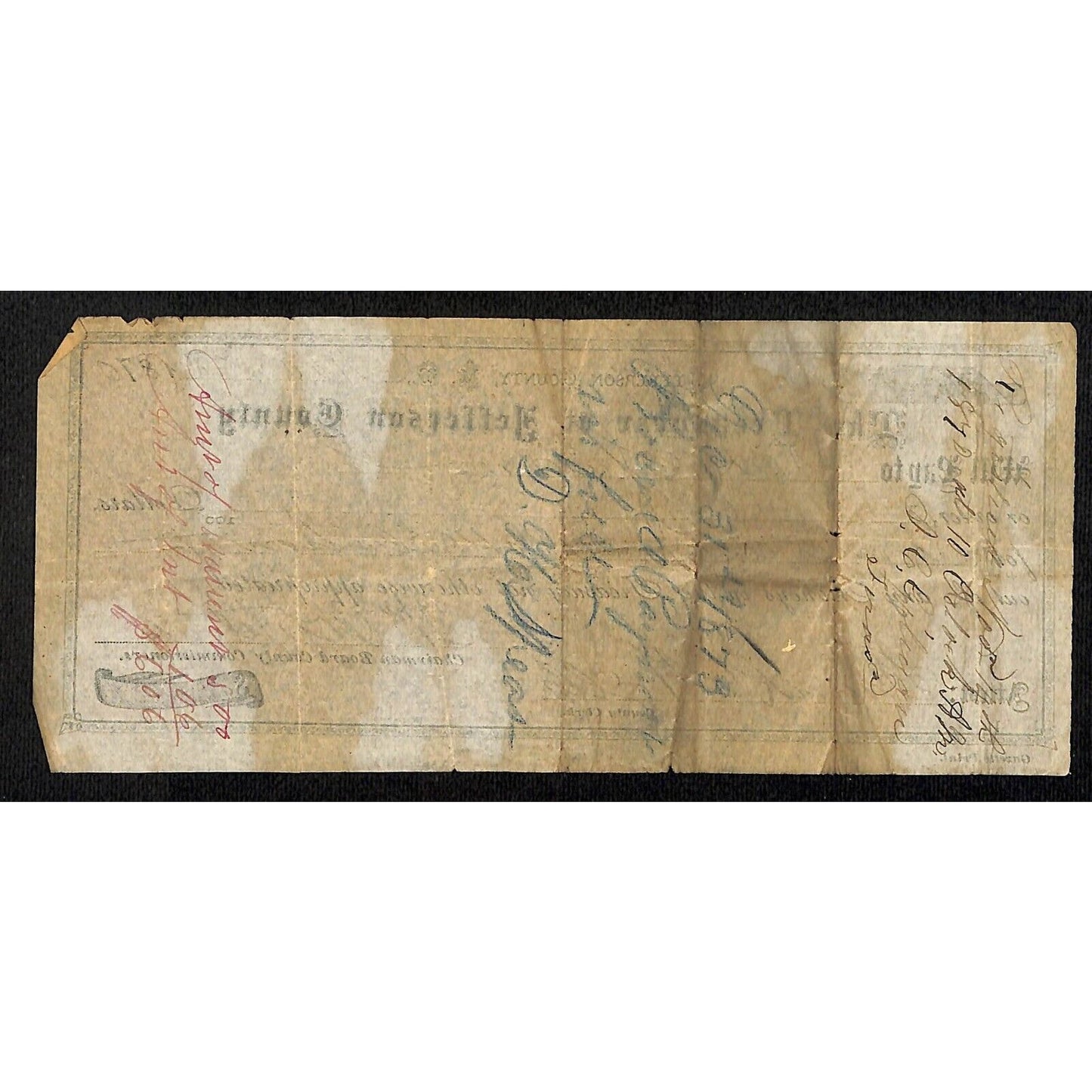 1870 Treasurer of Jefferson County Montana Territory Draft "Judge for Election"