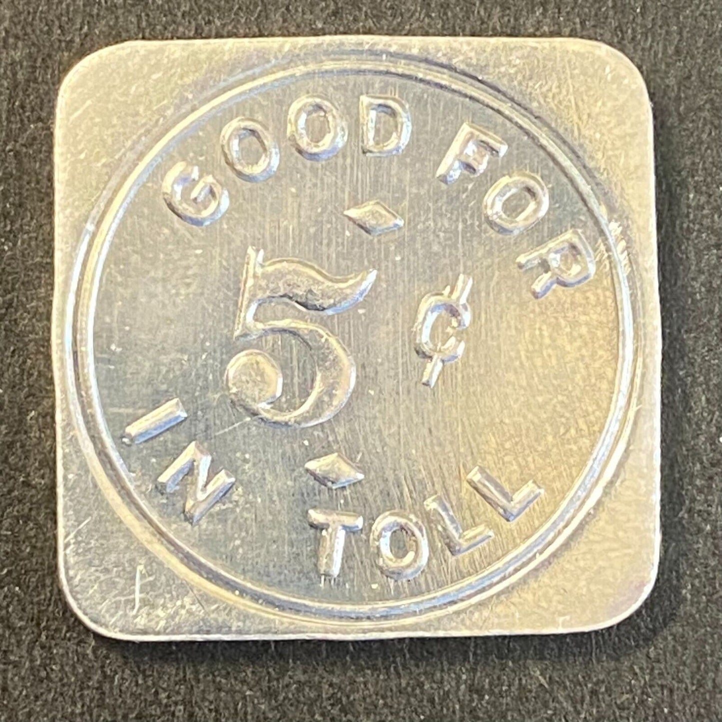 Burt County Decatur Onawa Bridge Comm G/F 5c in Toll Token Alum 22mm UNC VGC