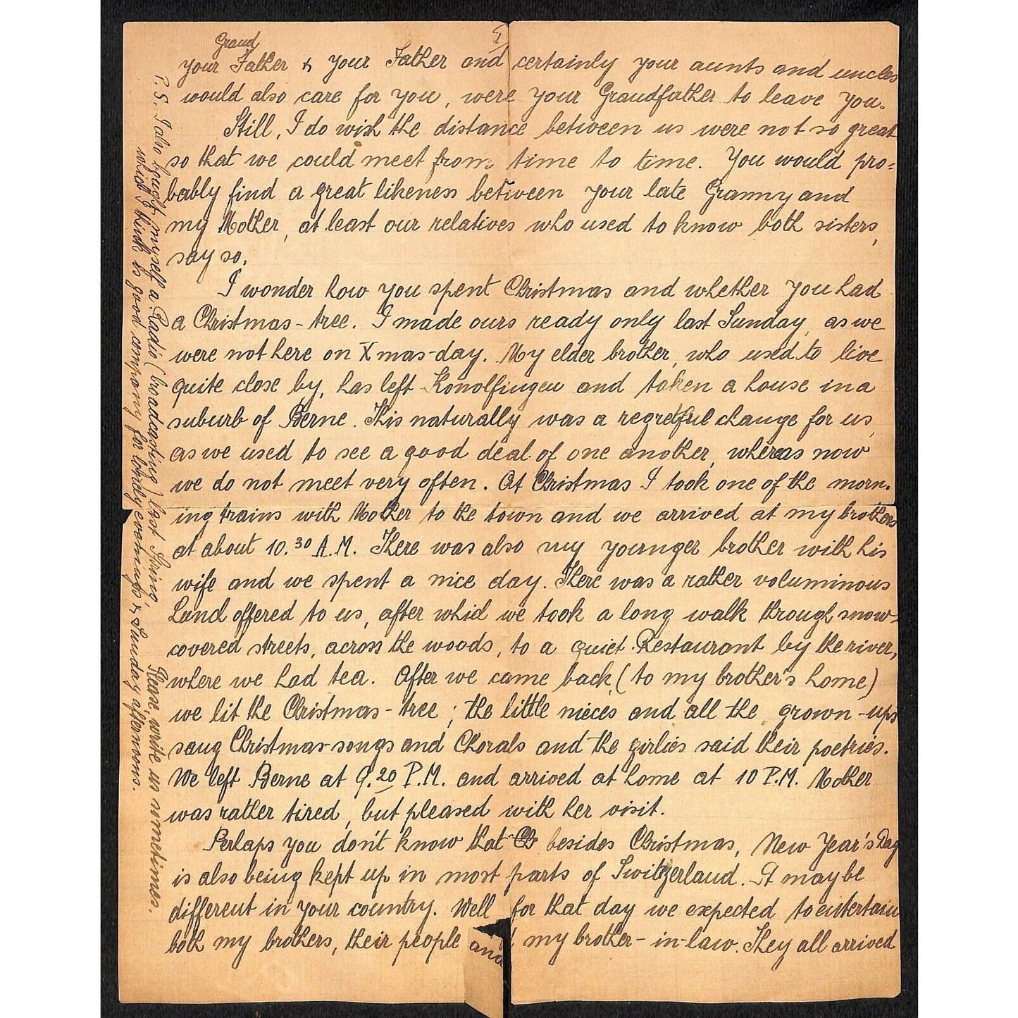1929 2pp ALS Correspondence to Cousin - Very Unique Legible Hand Writing