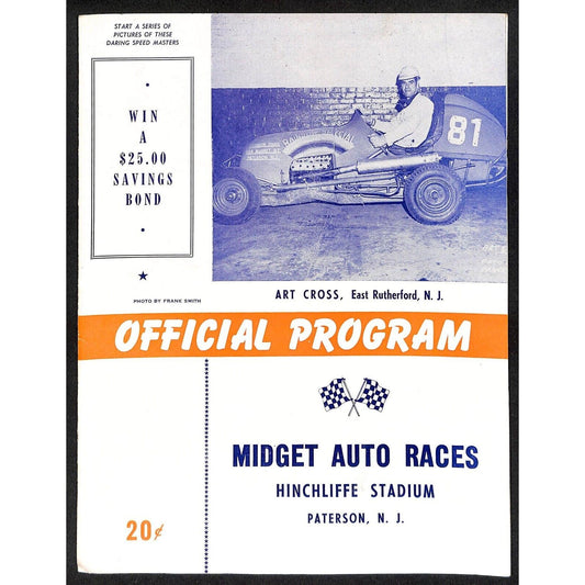 Hinchliffe Stadium Midget Auto Races 1947 Program Art Cross 4pp VGC Scarce