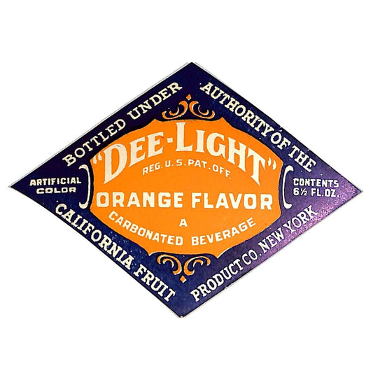 Dee-Light Orange Flavor Paper Label CA Fruit Product Co. NY c1920's VGC Scarce