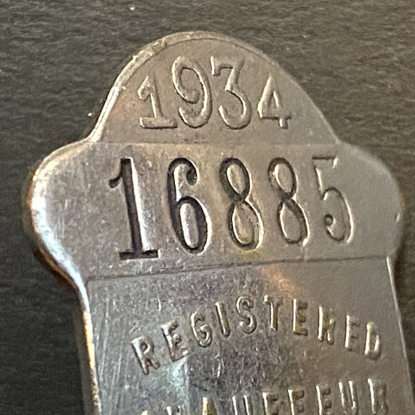 1934 Michigan Licensed Registered Chauffeur Badge Metal Pin Back Driver #16885
