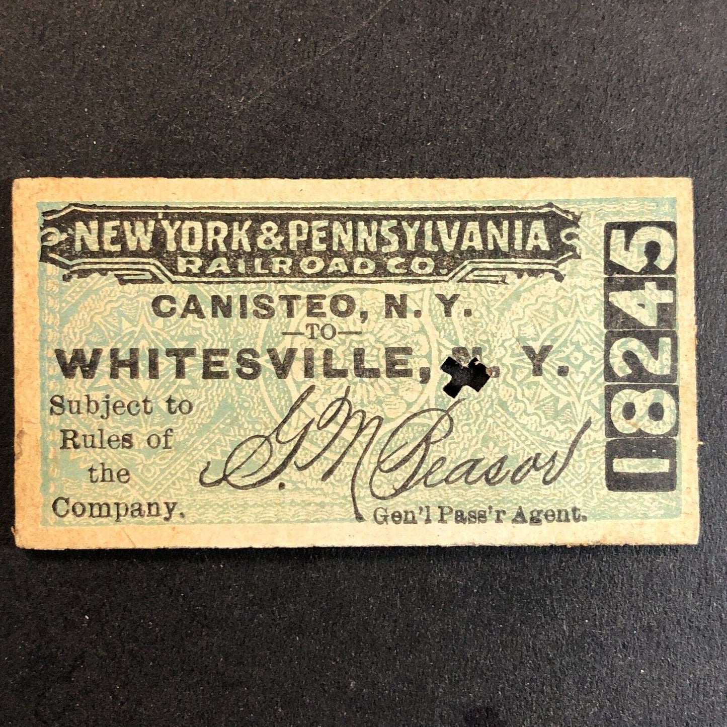 New York & Pennsylvania Railroad July 12 1917 Whitesville, NY Ticket #18245